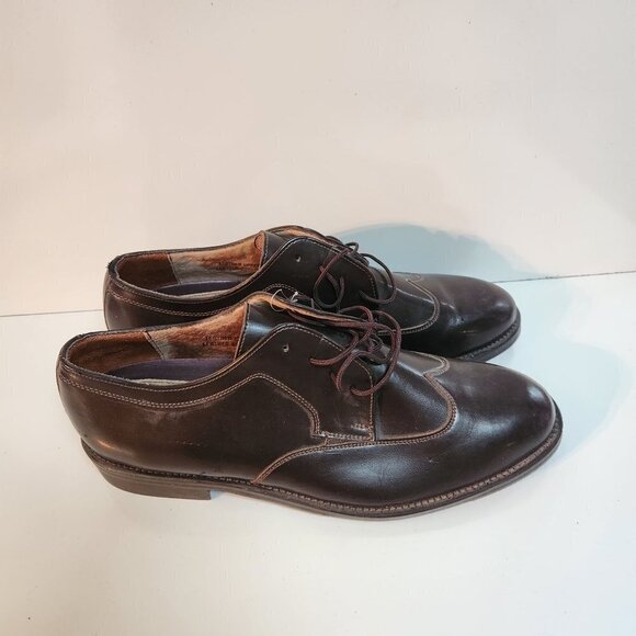 Allen Solly Brogues Wing Tip Brown Leather Made In Mexico Dress Shoes Size 12M - Picture 2 of 10